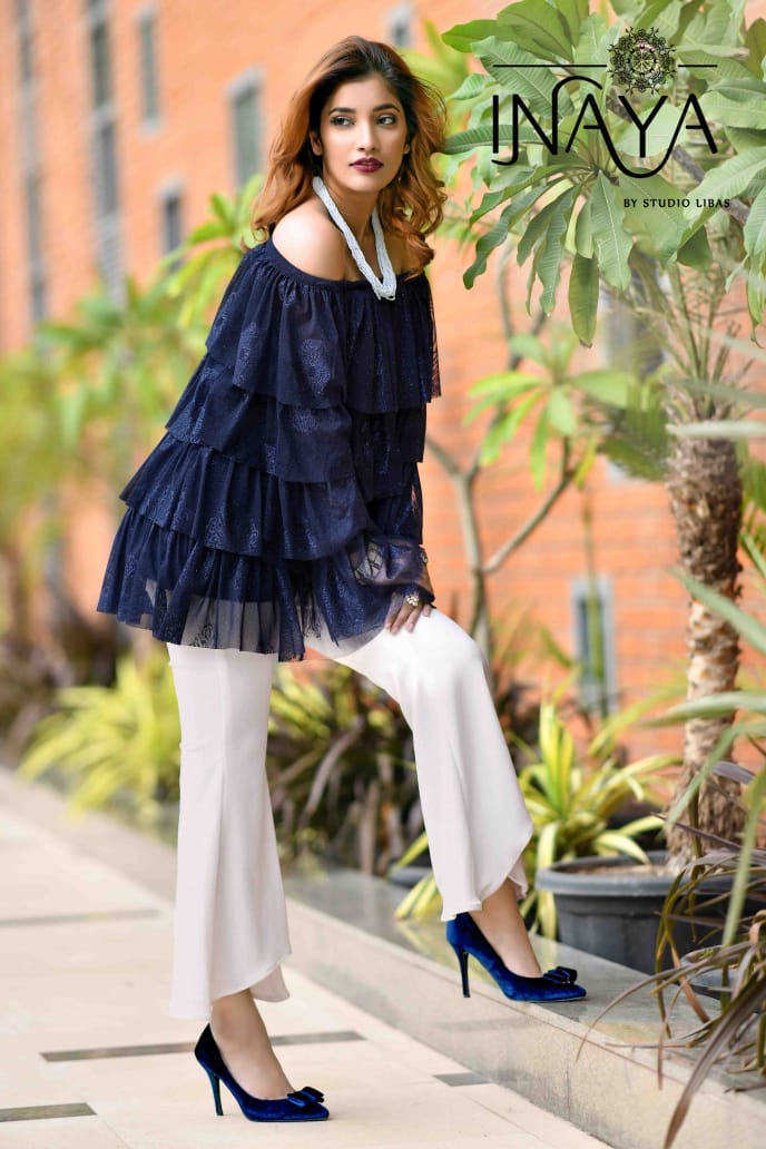 Inaya By Studio Libas Luxury Pret Collection Navy Blue & White