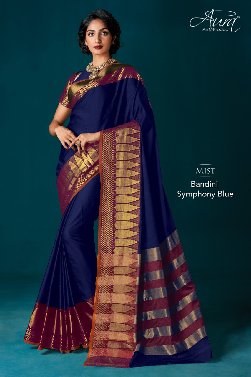 Aura Saree Bandini Cotton Silk Saree Symphony Blue