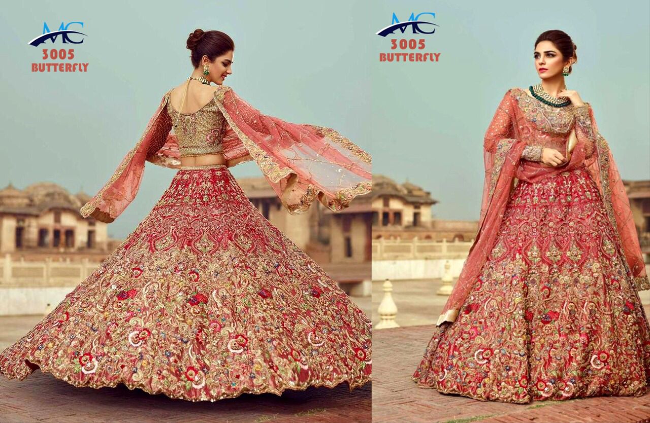 Amaryllis Pink Butterfly Net Lehenga Set Design by Mynah Designs By Reynu  Tandon at Pernia's Pop Up Shop 2024