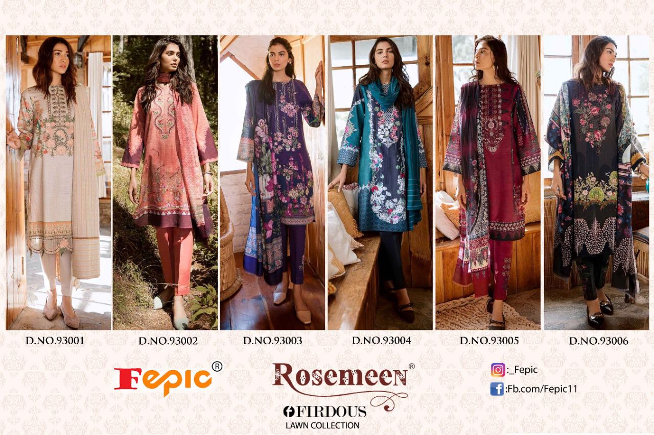 Fepic Rosemeen Firdous Lawn Collection 93001-93006