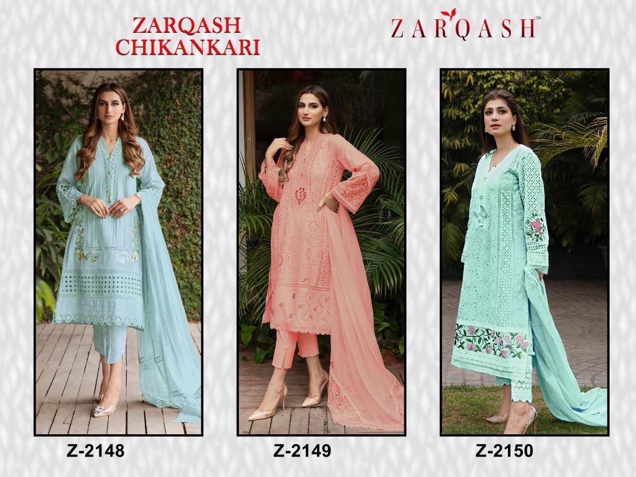 Zarqash Chikankari Z-2148 to Z-2150