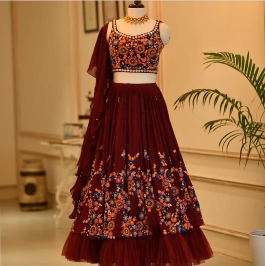 Lahenga Georgette Bollywood Bridal Lehenga, 4 Pieces at Rs 4199 in Surat