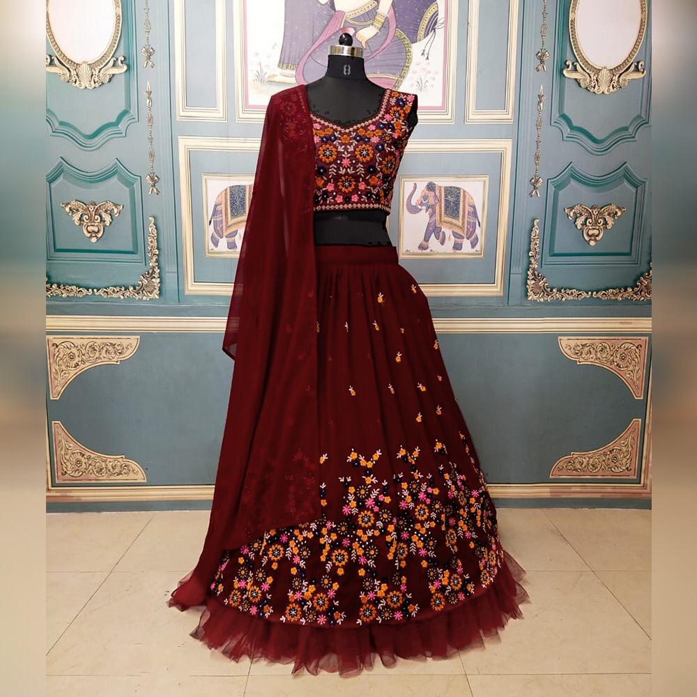 maroon Embroidery Ladies Designer Lehenga Choli at Rs 1399 in Surat