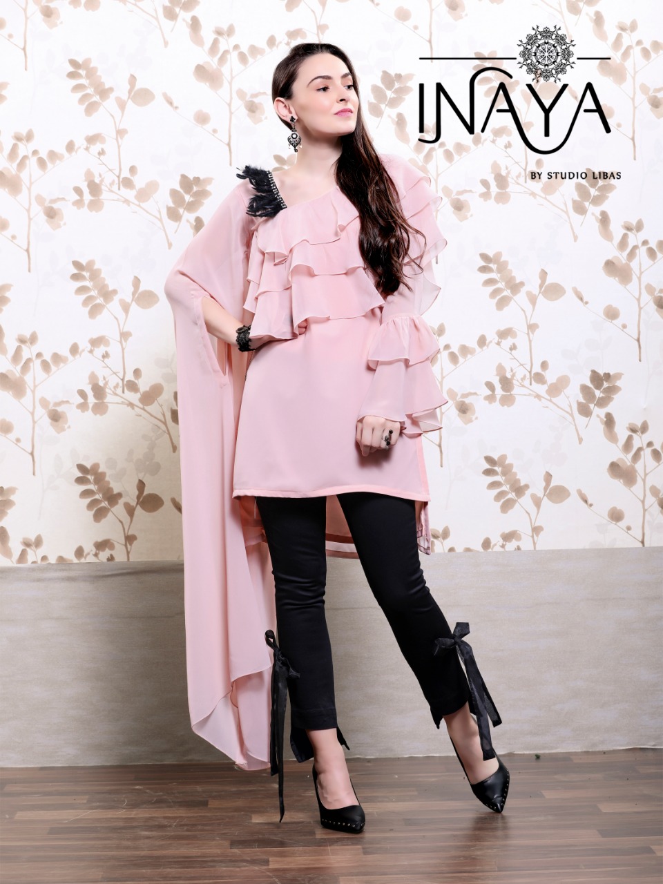 Inaya By Studio Libas Designer Tunic Pant Pink