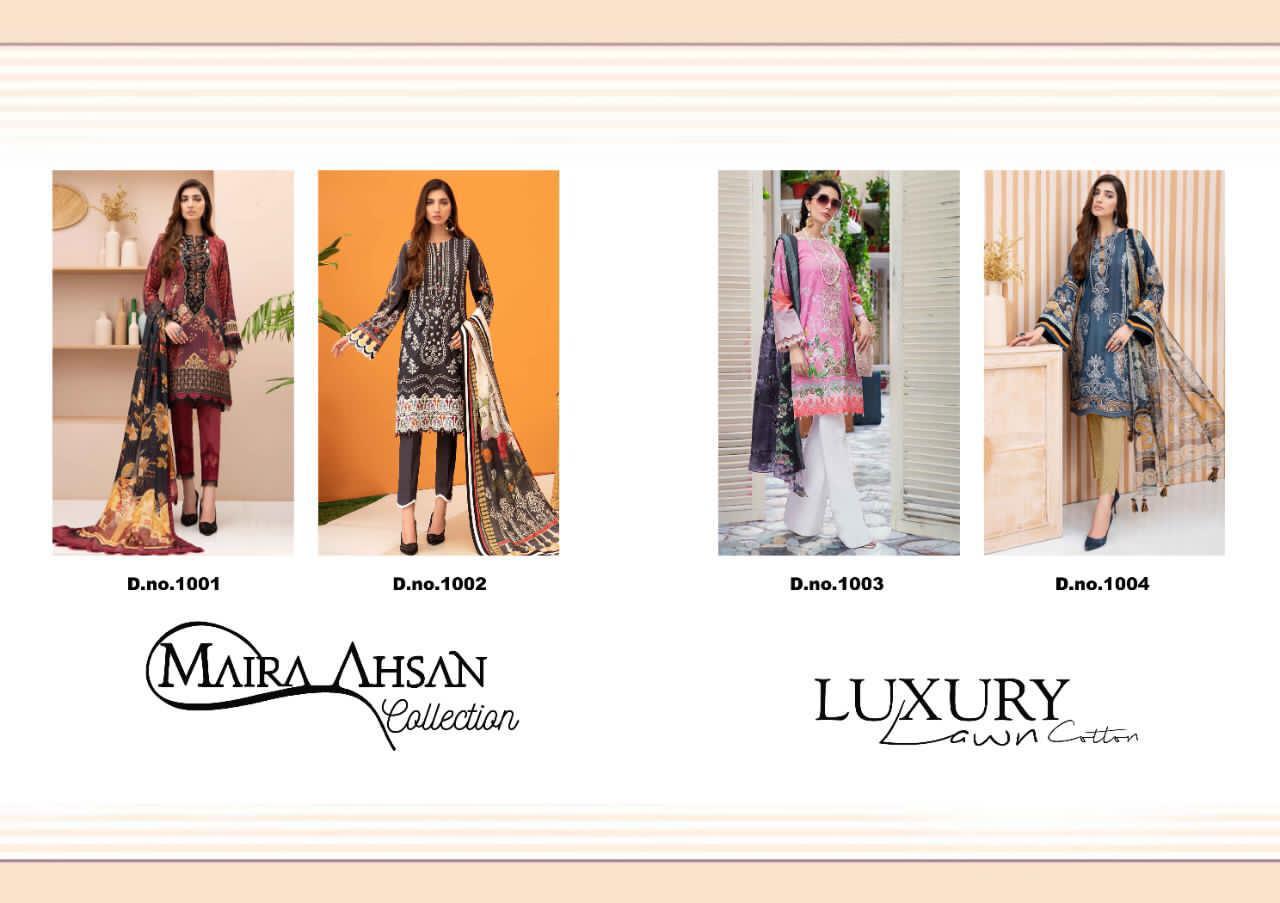 Maira Hasan Luxury Lawn Collection 1001-1004