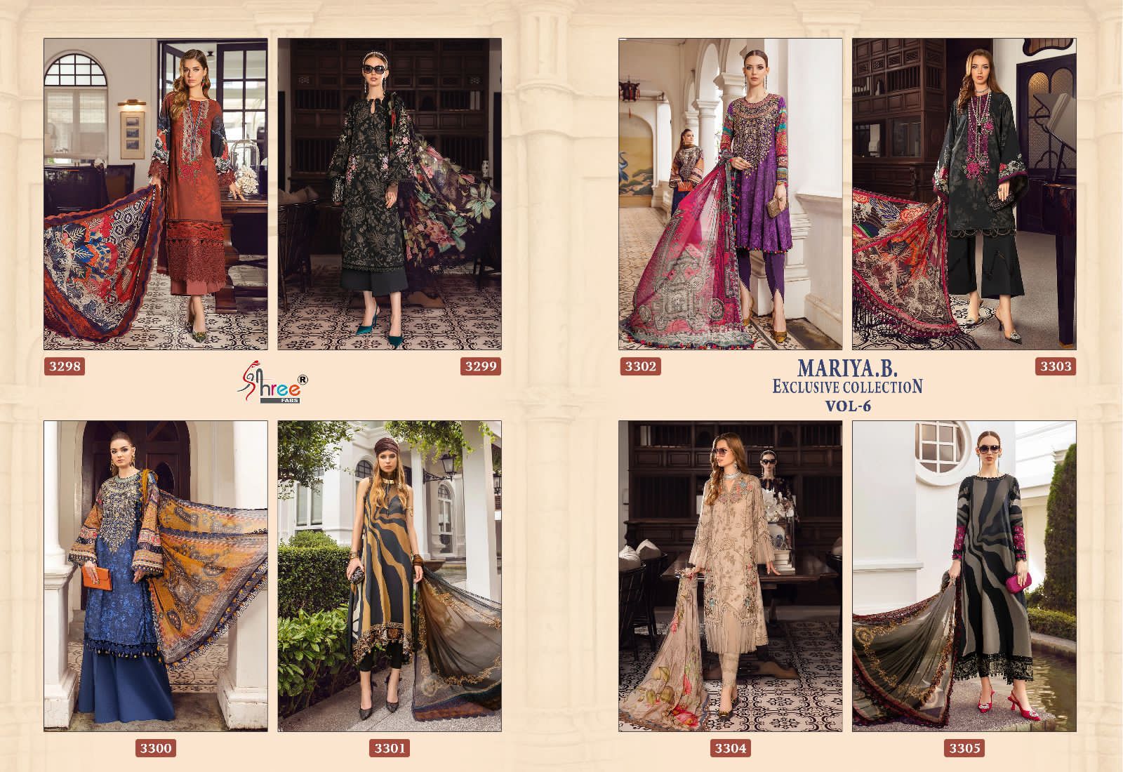 SHREE FAB MARIA B EXCLUSIVE COLLECTION VOL-06-3298 TO 3305