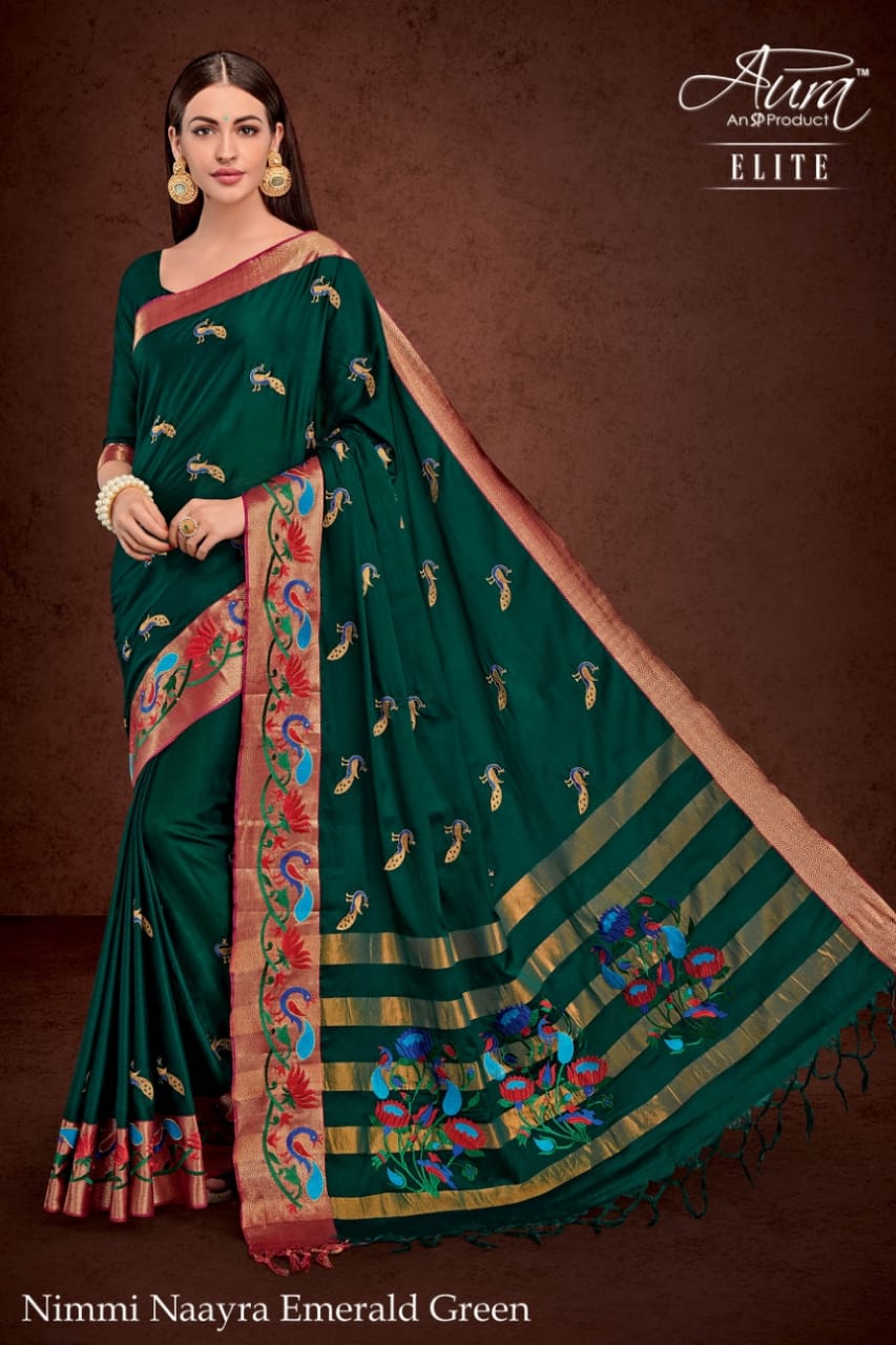 Aura Saree Nimmi Naayra Emerald Green