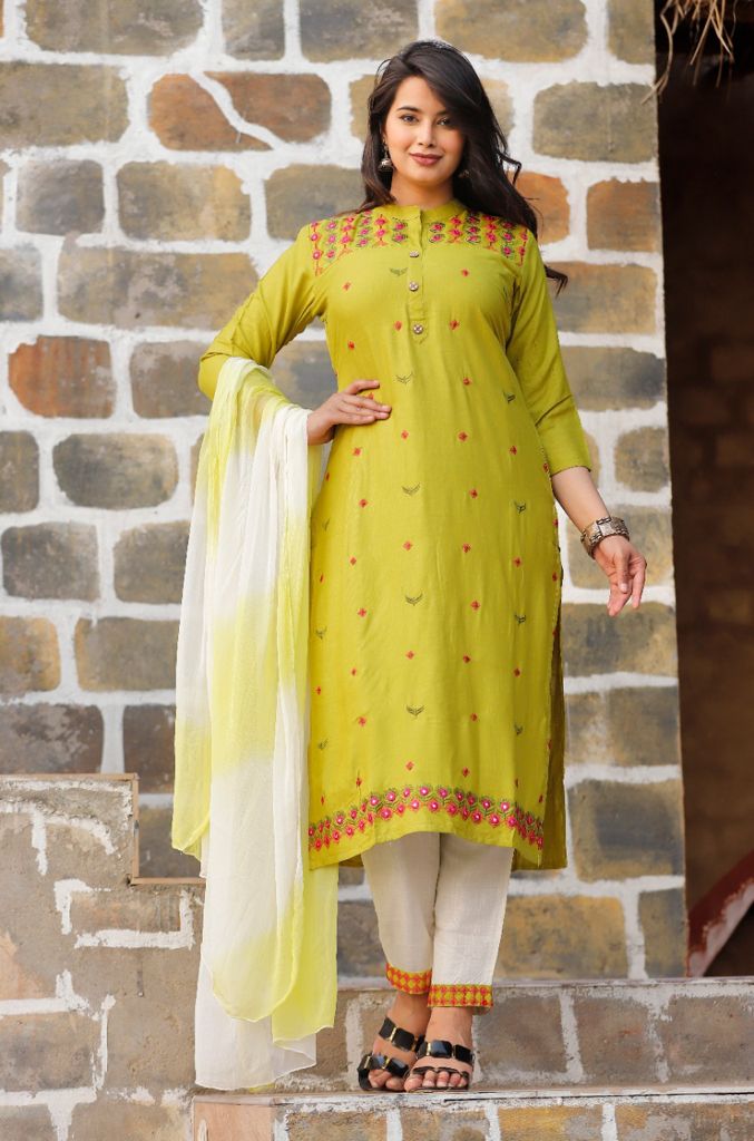 Buy Yellow Kurta Suit Sets for Women by Jaipur Kurti Online | Ajio.com