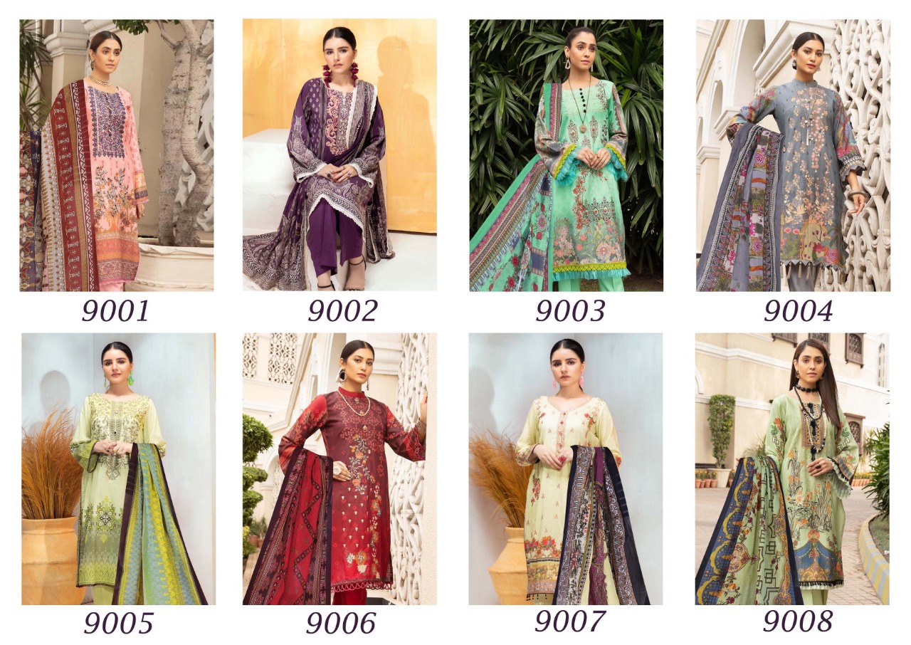 Sana Safinaz Luxury Lawn Collection 9001-9008