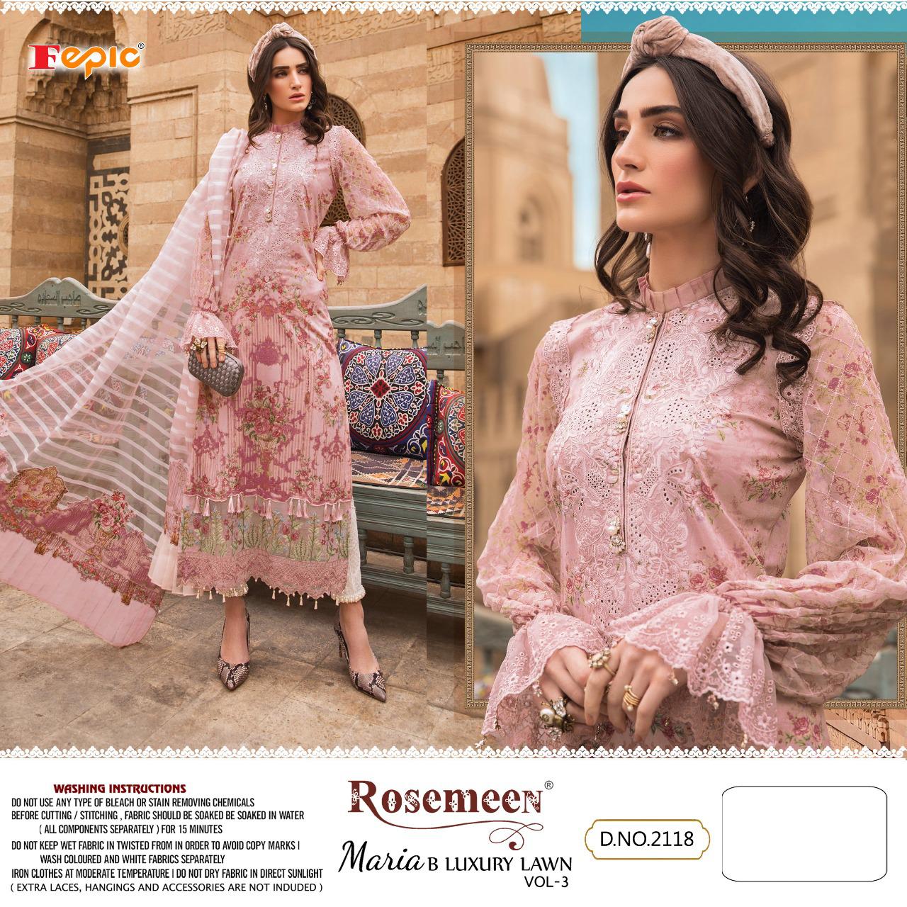 Fepic Rosemeen Maria B Luxury Lawn Vol-3 2109-2119 Series Salwar