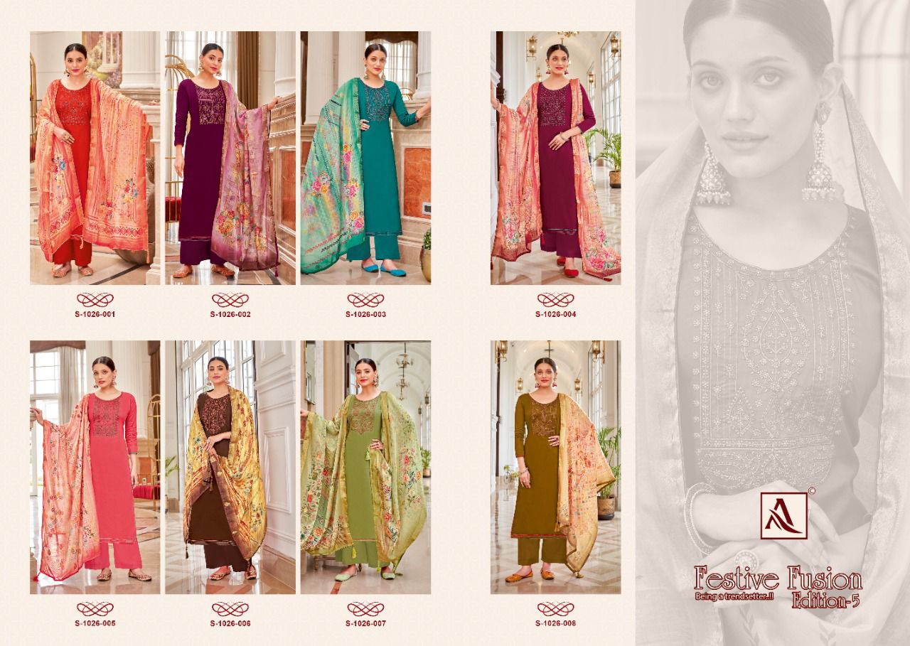 Alok Suit Festive Fusion Edition 1026-001 to 1026-008