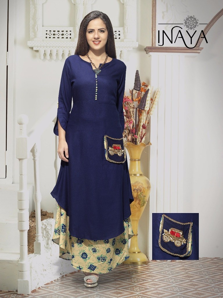 DoubleLayer Printed Rayon Party Wear Gown  Latest Kurti Designs