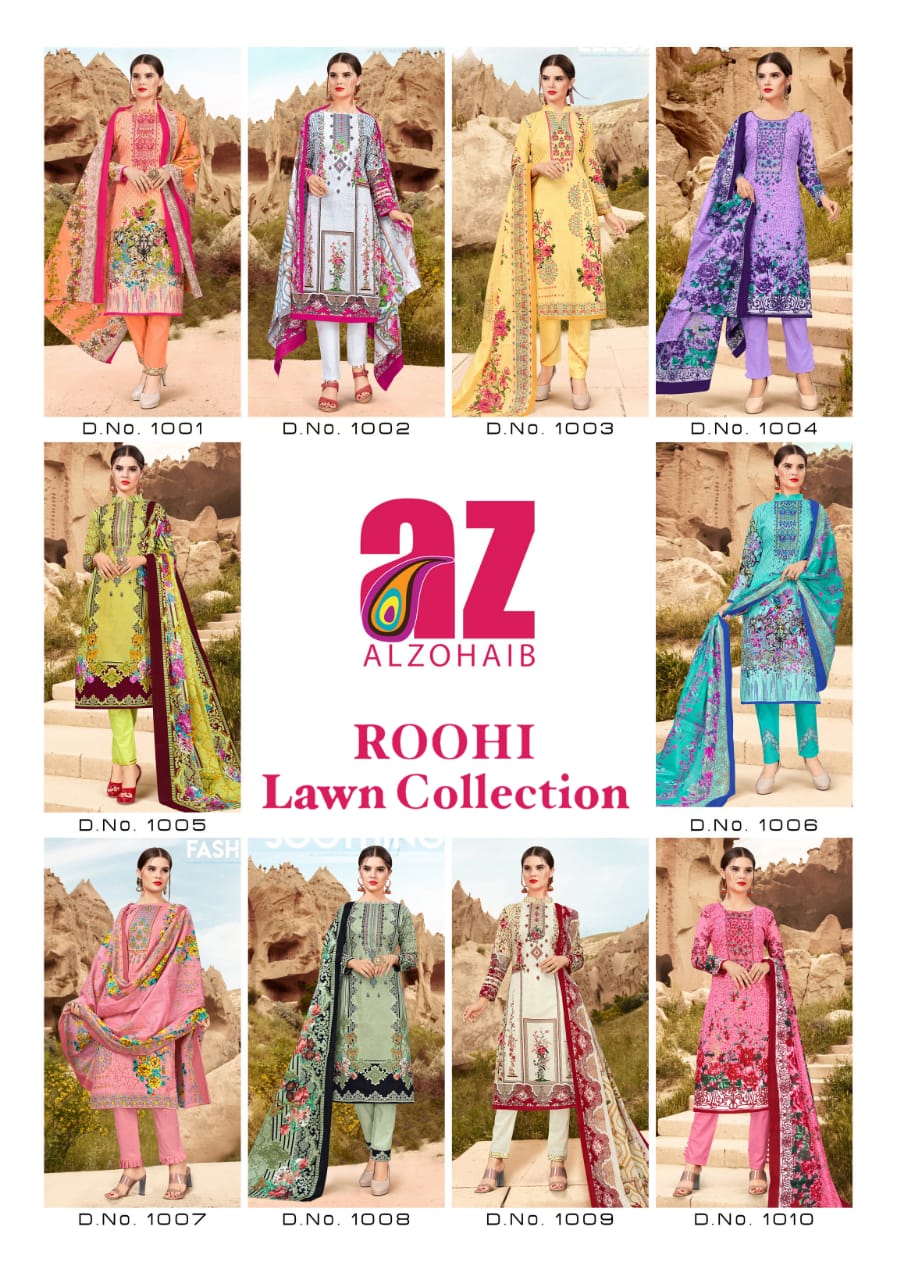 AZ AL Zohaib Roohi Lawn Collection 1001-1010