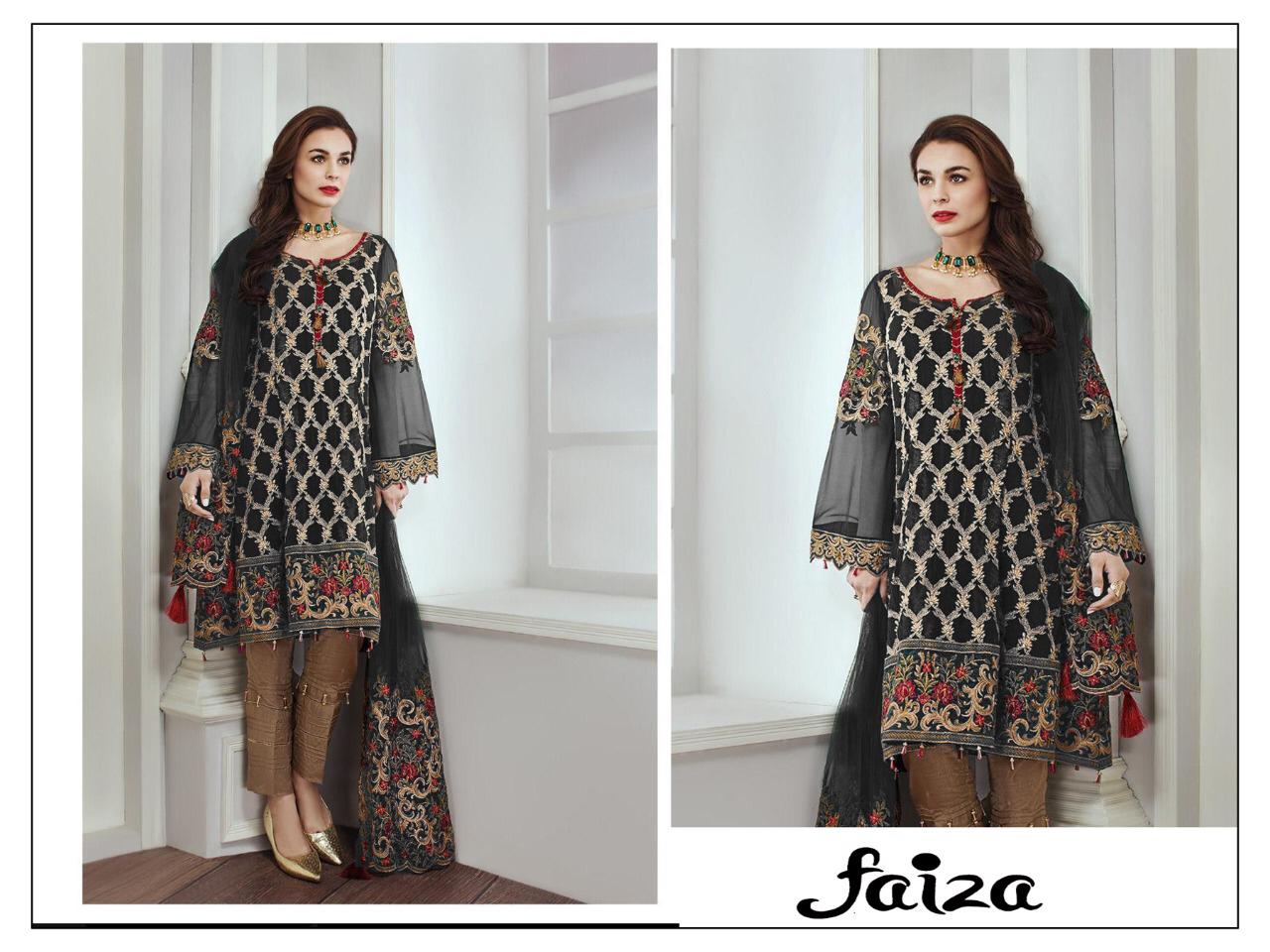 Faiza Georgette Pakistani Style Suits Black