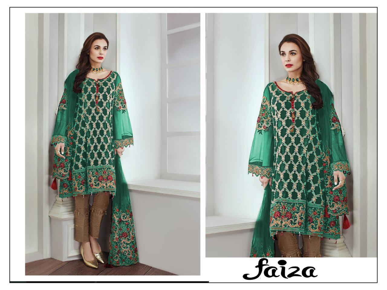 Faiza Georgette Pakistani Style Suits Green
