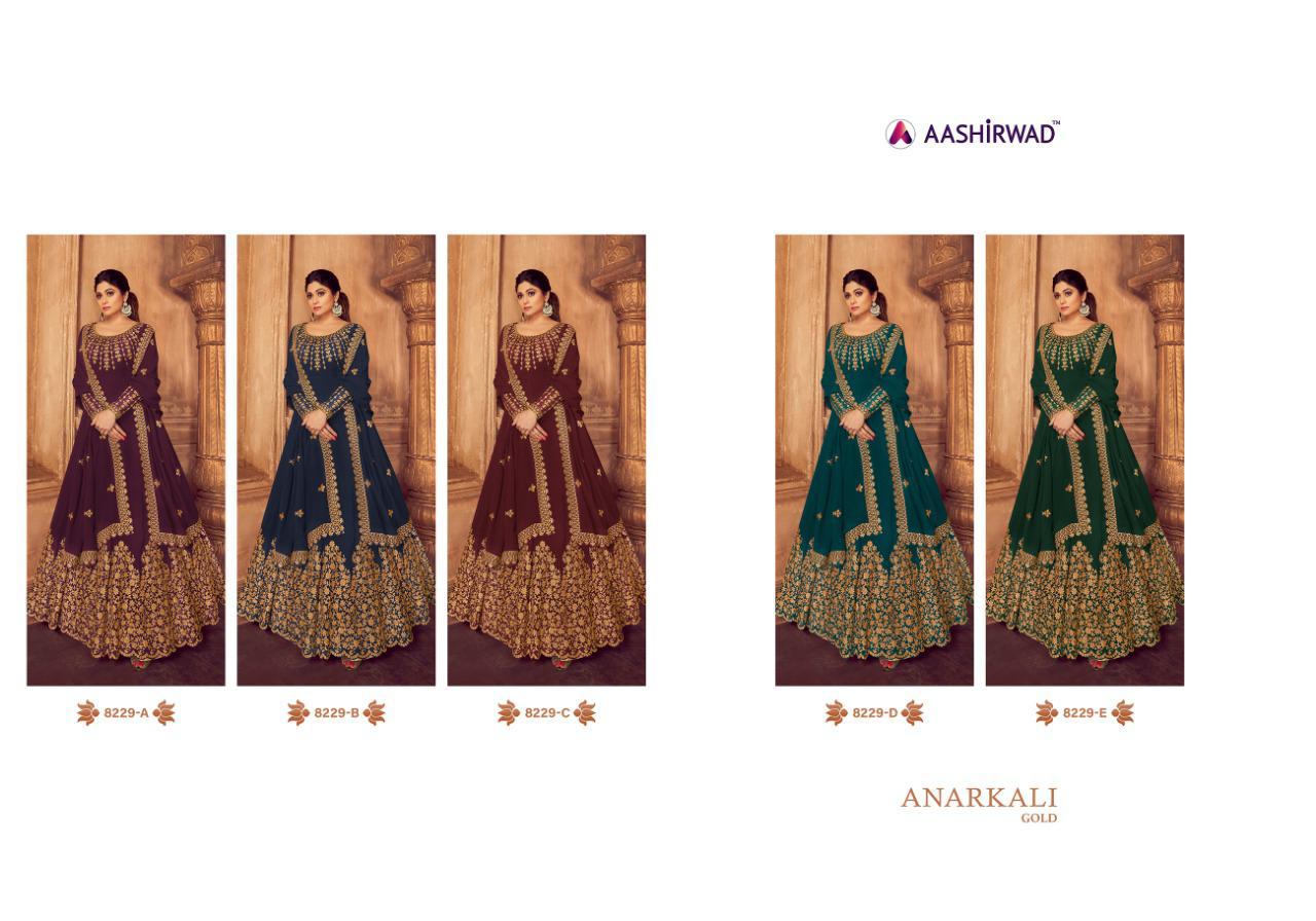 Aashirwad Creation Anarkali Gold 8229 Colors