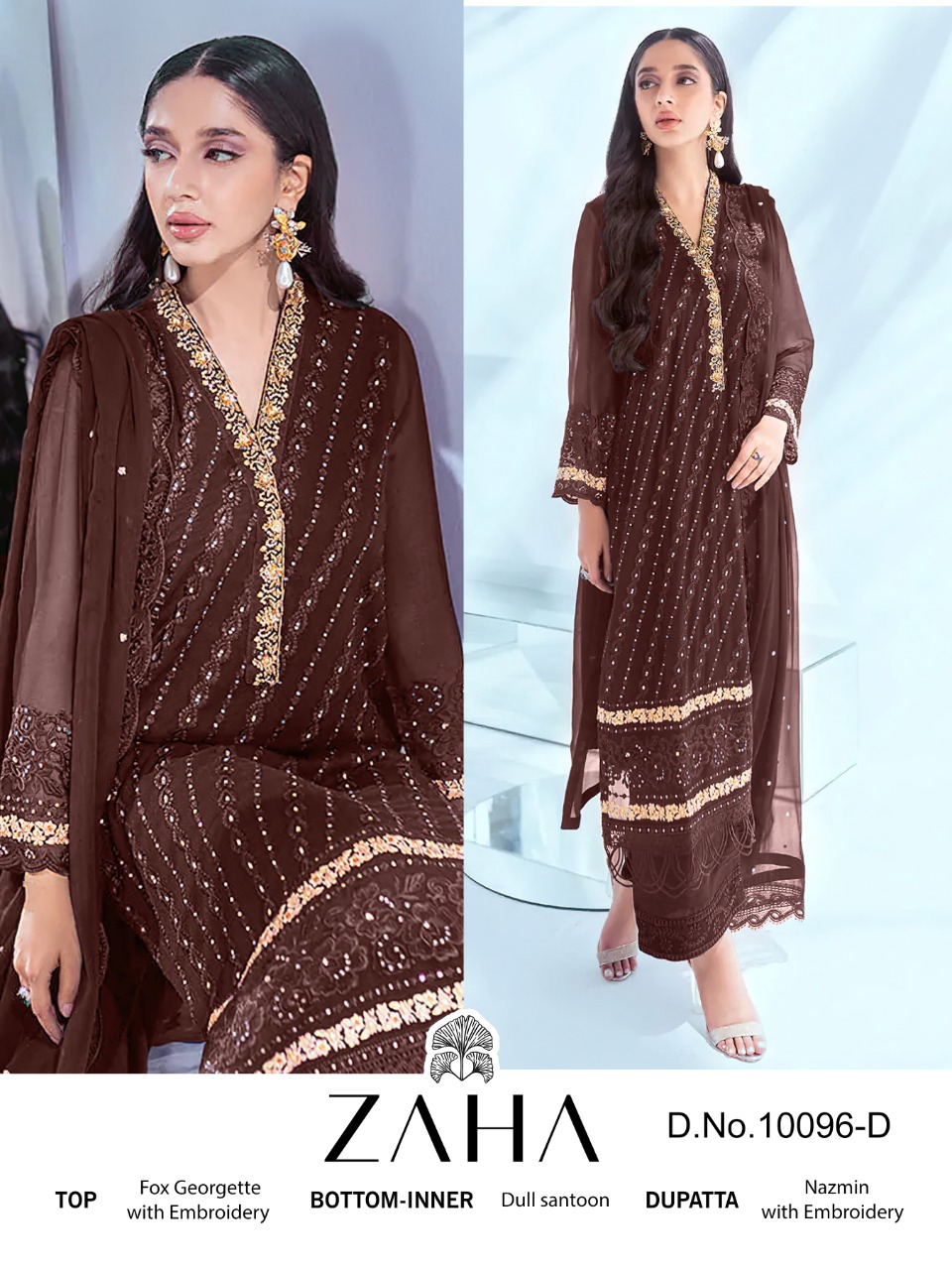 Zaha Pakistani Suit 10096-D