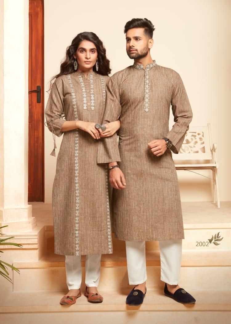 Cotton Kurta and Kurti Set For Couple-IRSCOU0001 | Ishaanya Fashion