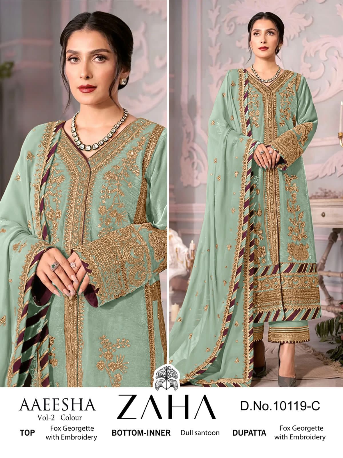 Zaha Aaeesha Vol-2 10119 Colors Salwar Kameez By Zaha For Full Set Catalog  