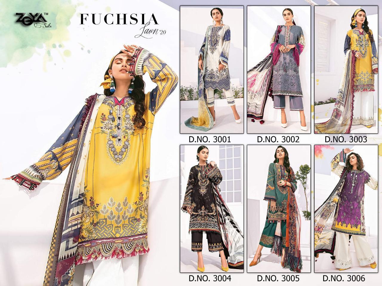 Zeya Suits Fushsia Lawn Collection 3001-3006