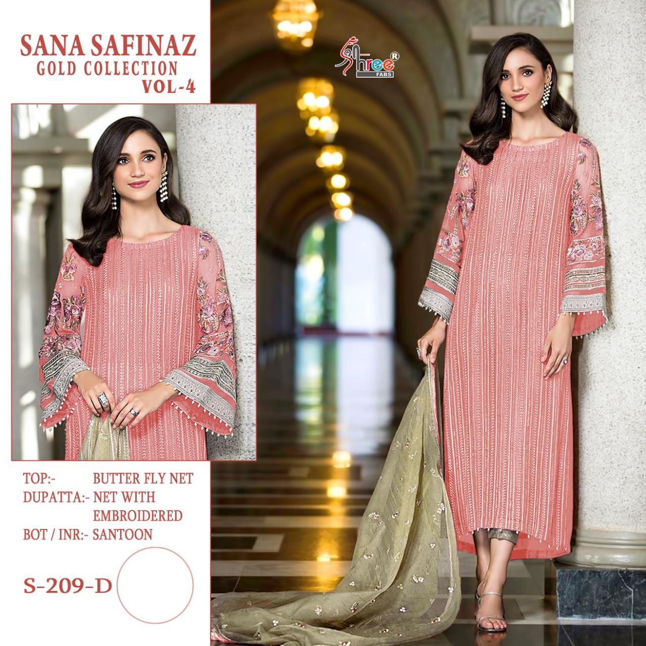 Shree Fabs Sana Safinaz Gold Collection S-209 D