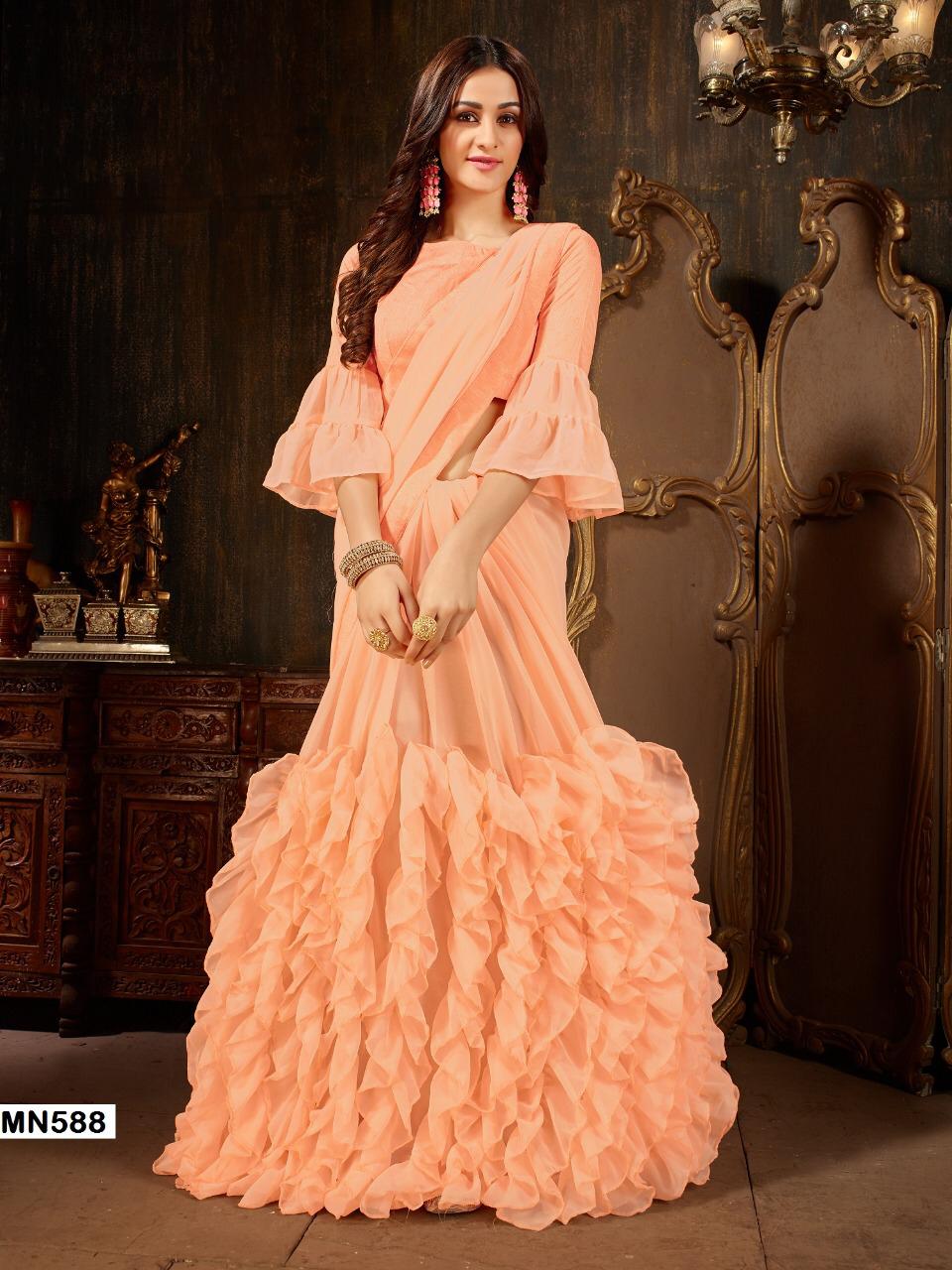 NEW DESIGNER PARTY WEAR RUFFLE SAREE