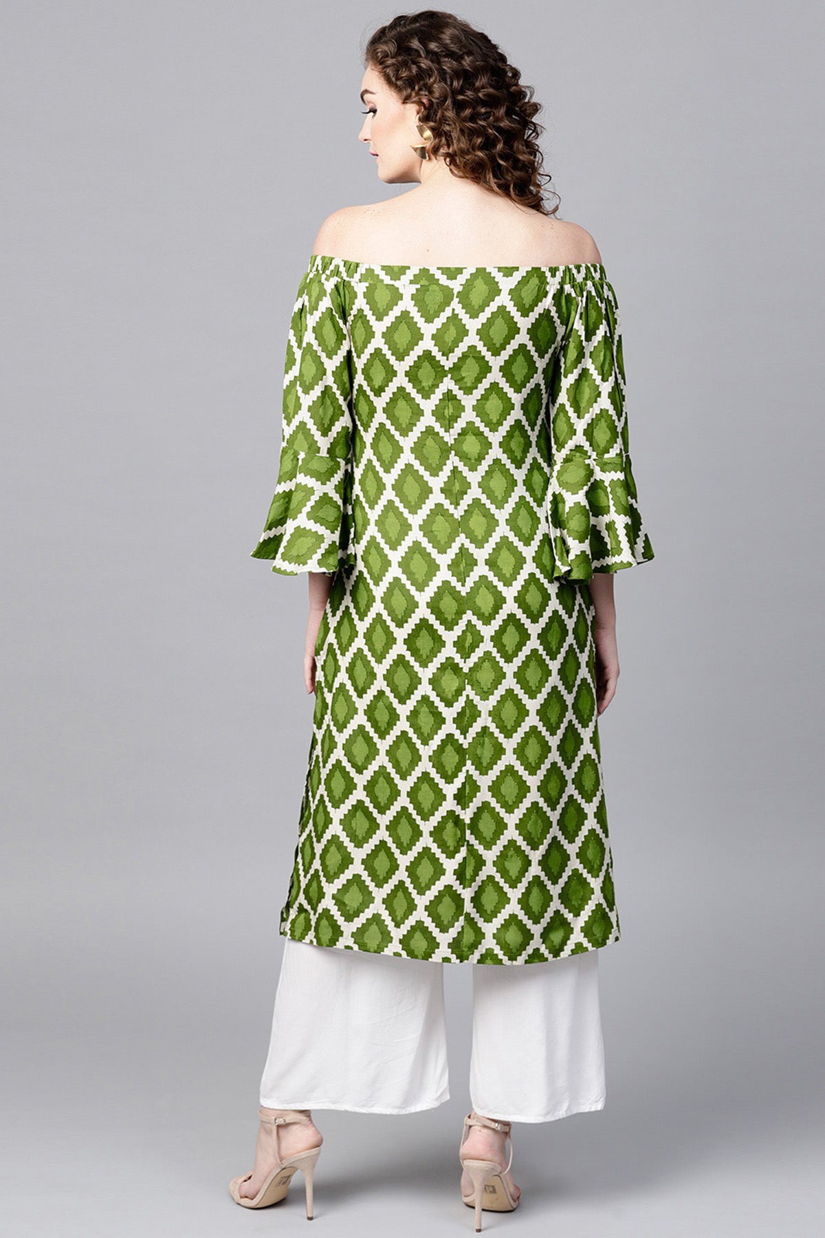 Green Designer Cotton Ploy Printed Kurti 1001