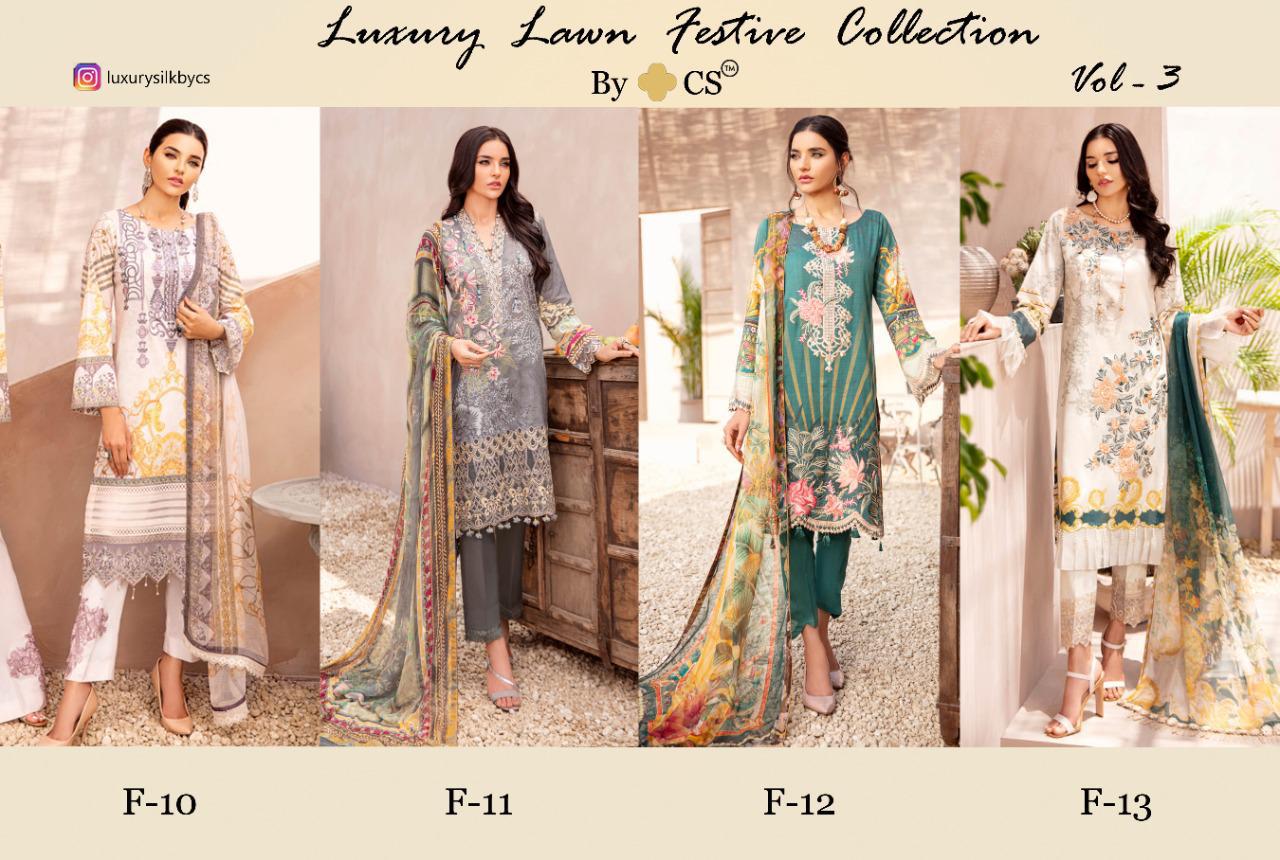 CS Luxury Lawn Festive Collection F-10 to F-13