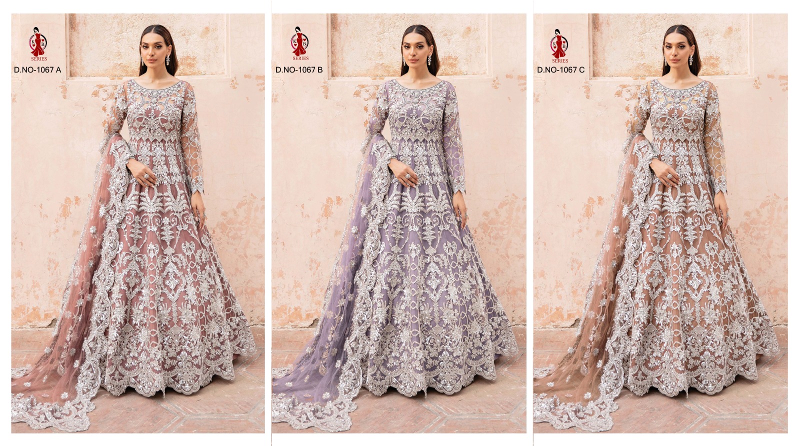 KB Series Boutique Collection Bridal Anarkali Gown KB-1067 Colors 
