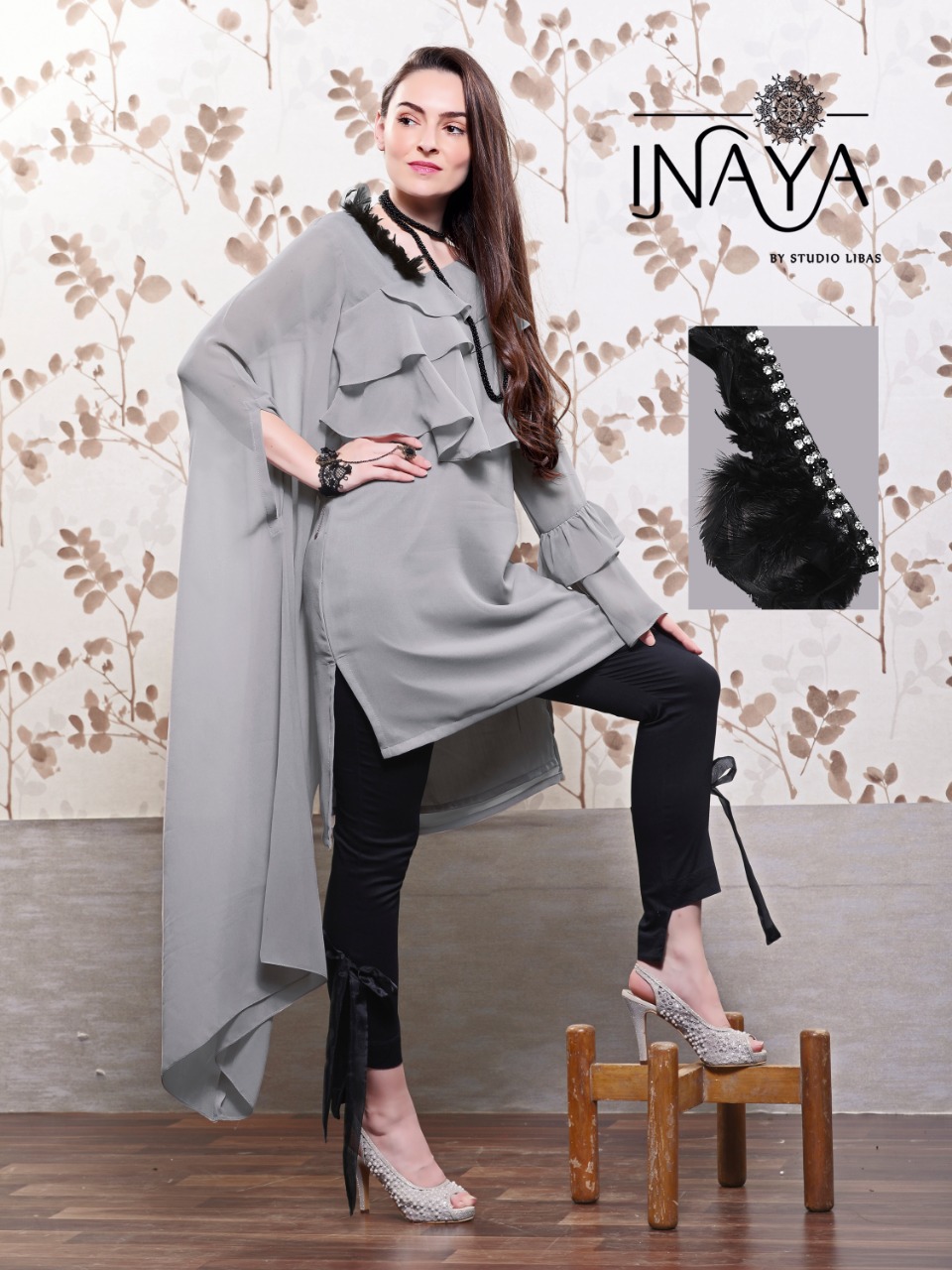 Inaya By Studio Libas Designer Tunic Pant Grey