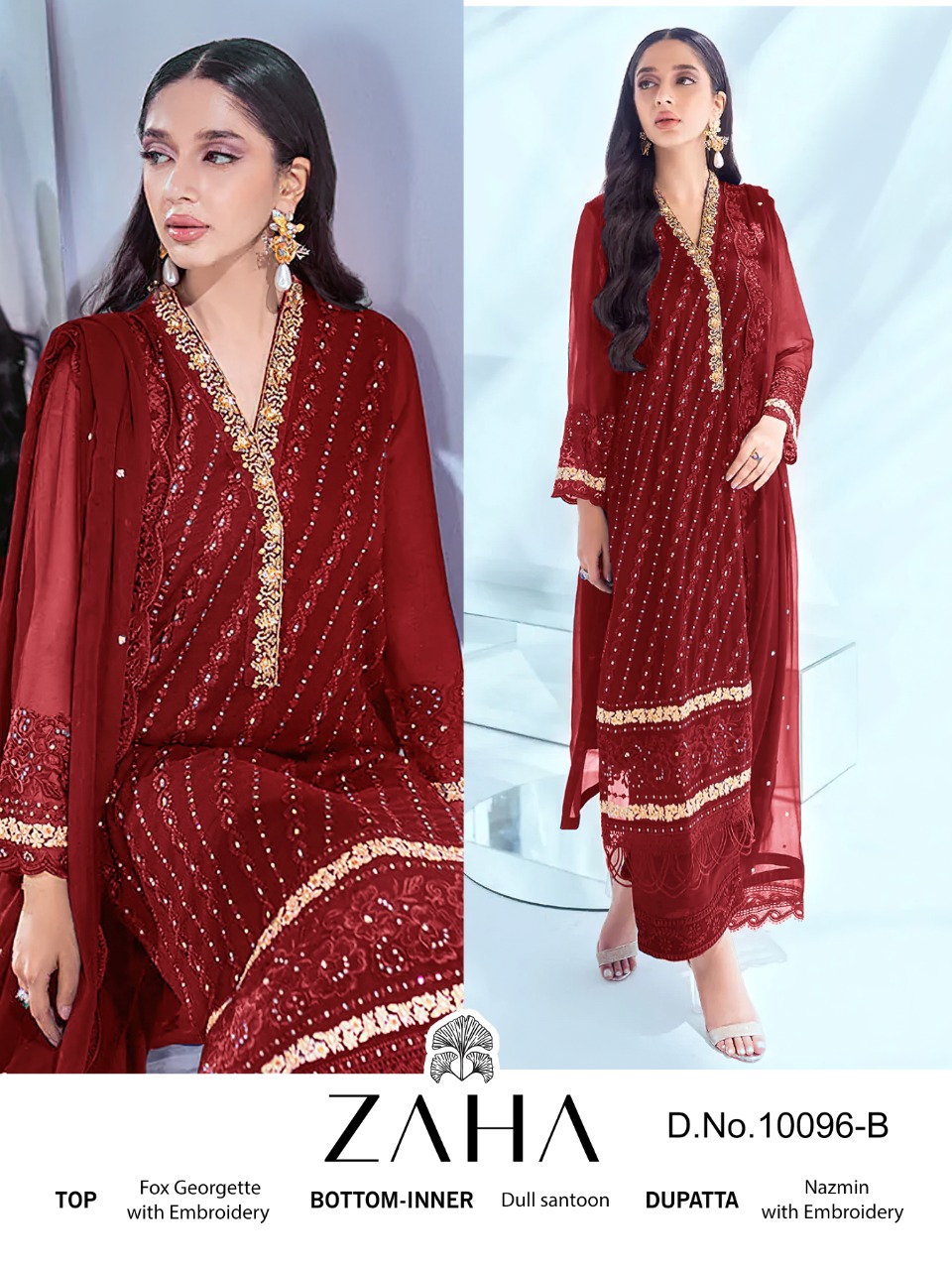 Zaha Pakistani Suit 10096-B