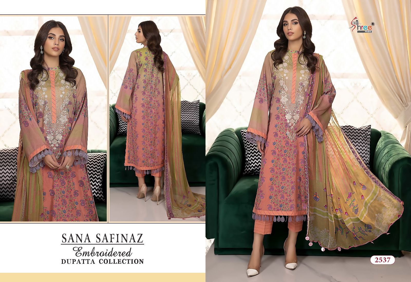 Shree Fab Sana Safinaz Embroidered Dupatta Collection 2537