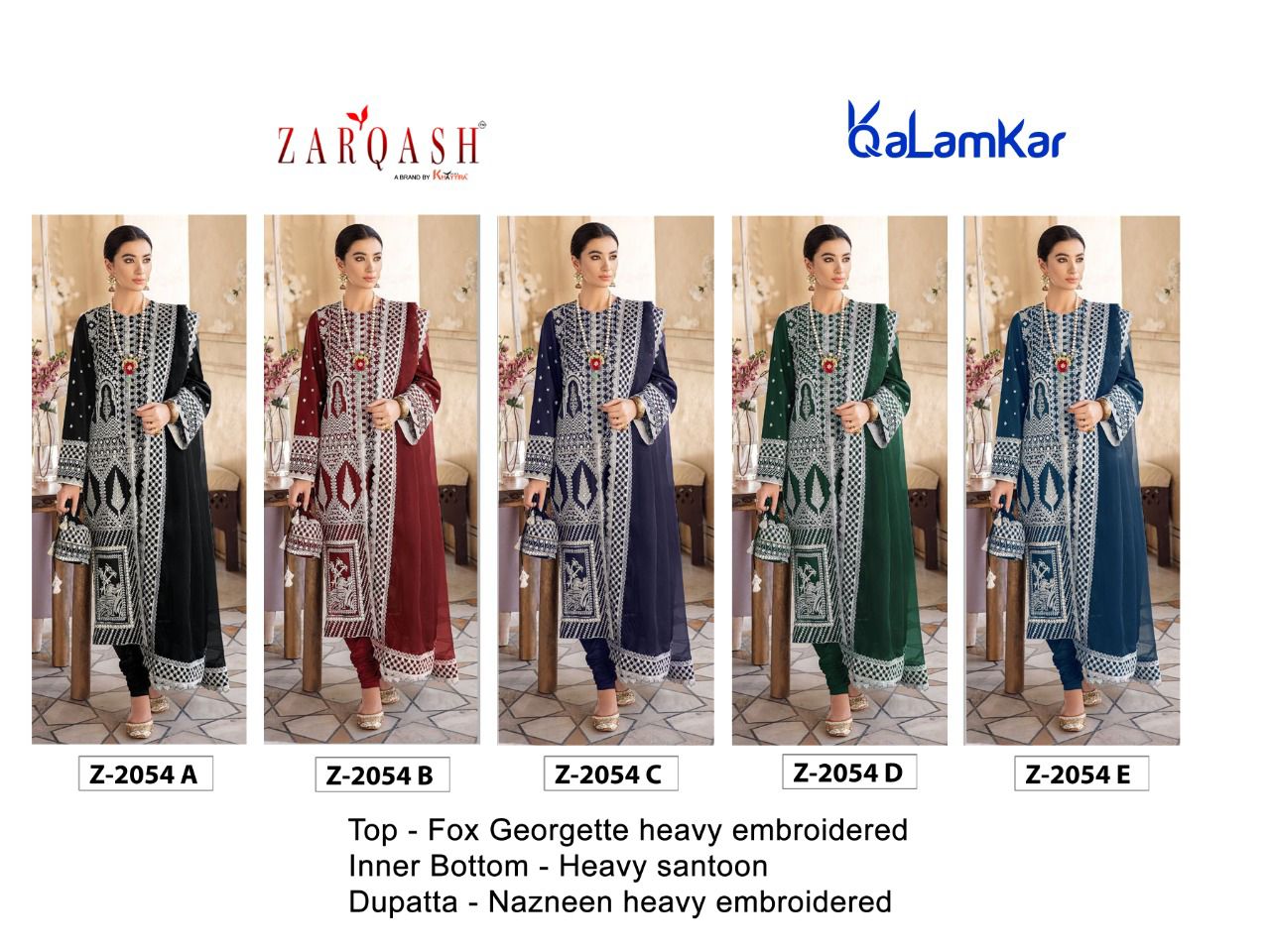 Khayyira Suits Zarqash Qalamkar Z-2054 Colors 