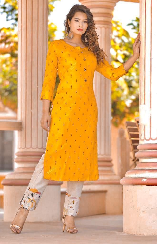 Buy Yellow Kurta Mukaish Chanderi Embroidery Sequin Falak With Pant For  Women by Roze Online at Aza Fashions.