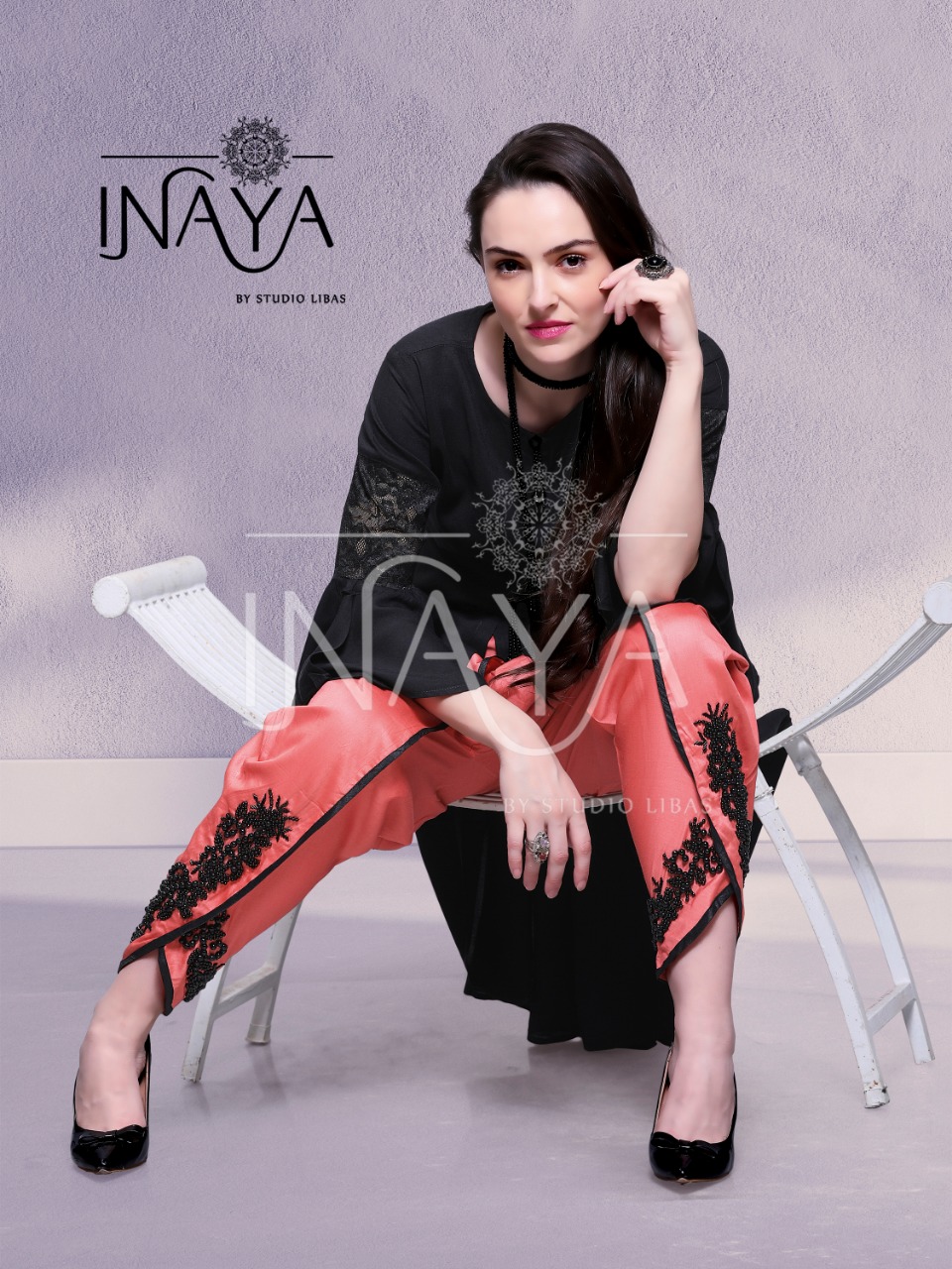 Inaya By Studio Libas Tunic Tulip Black Gajri