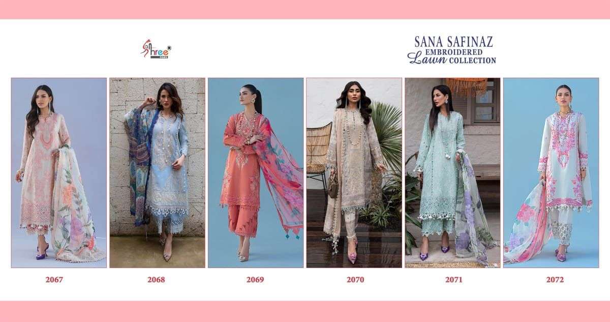 Shree Fab Sana Safinaz Embroidered Lawn Collection 2067-2072