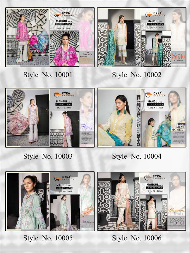 Cyra Fashion Mehgul Luxury Lawn 10001-10006