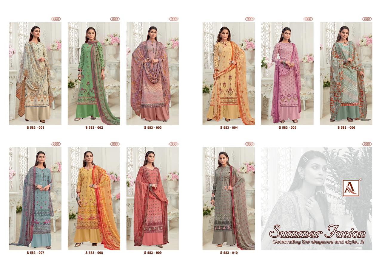 Alok Suits Summer Fusion 583-001 to 583-010