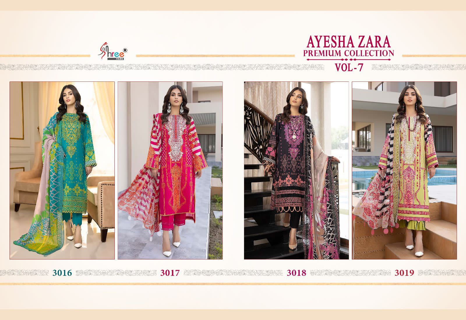 Shree Fab Ayesha Zara Premium Collection 3016-3019