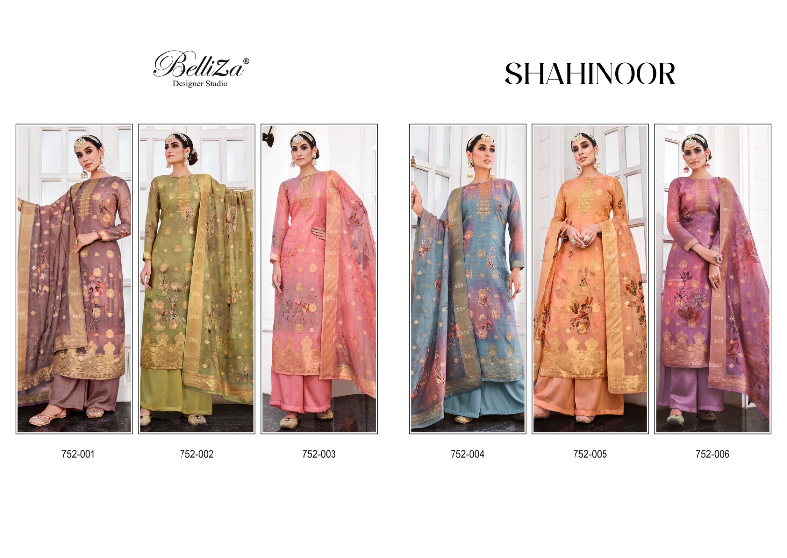 Belliza Designer Shahinoor 752-001 to 752-006