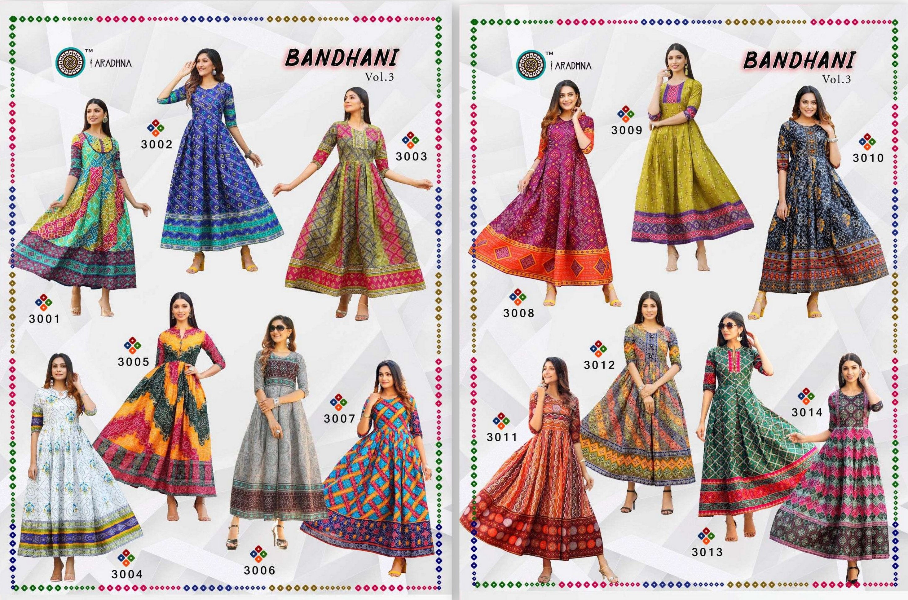 Aradhna Fashion Bandhani 3001-3014