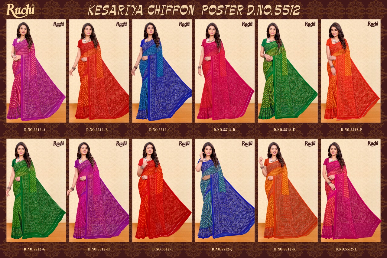 Ruchi Kesariya Chiffon 5512 Colors 