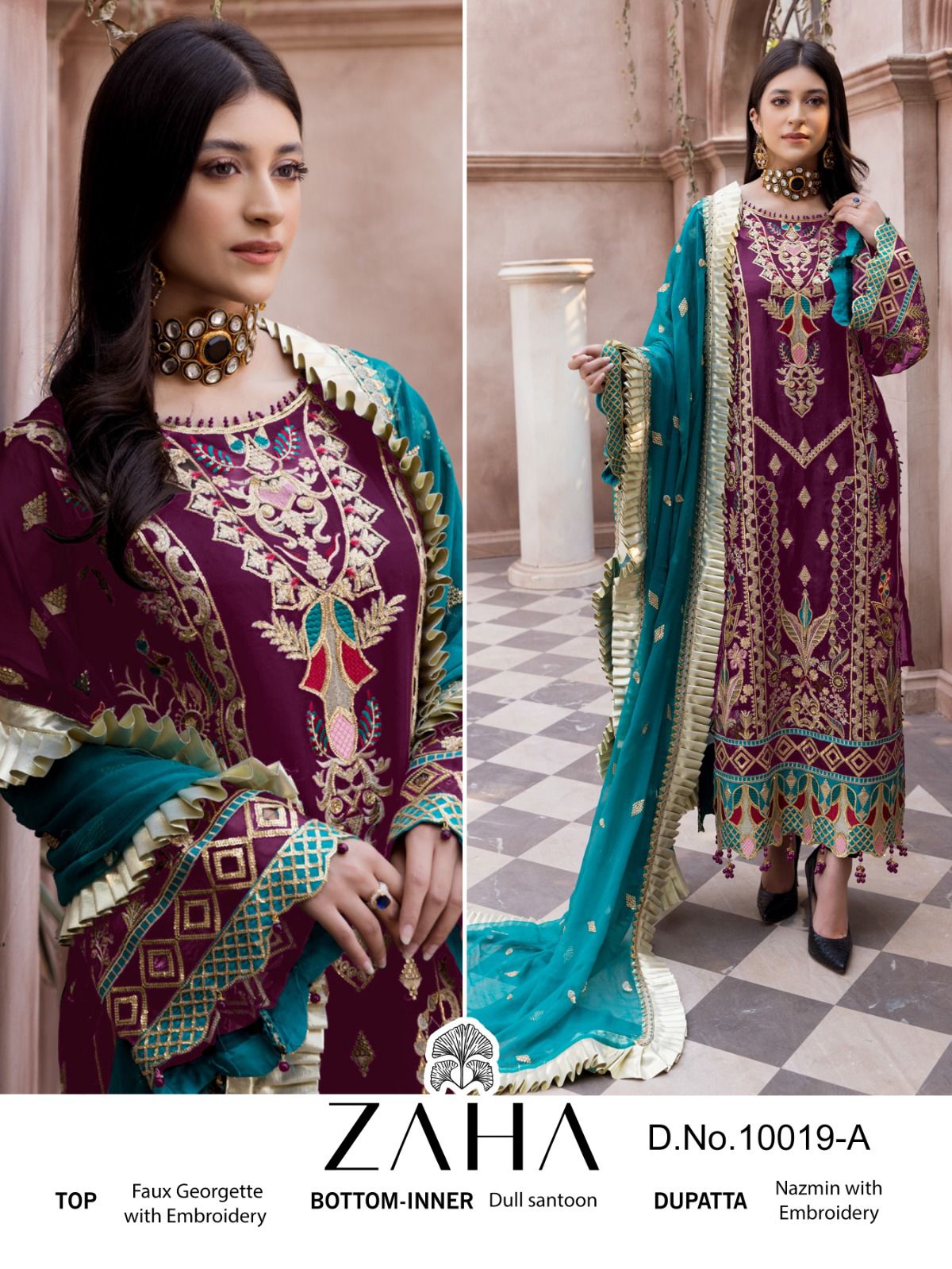Zaha Pakistani Suit 10019-B