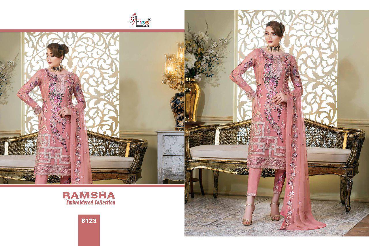 Shree Fabs Ramsha Embroidered Collection 8123