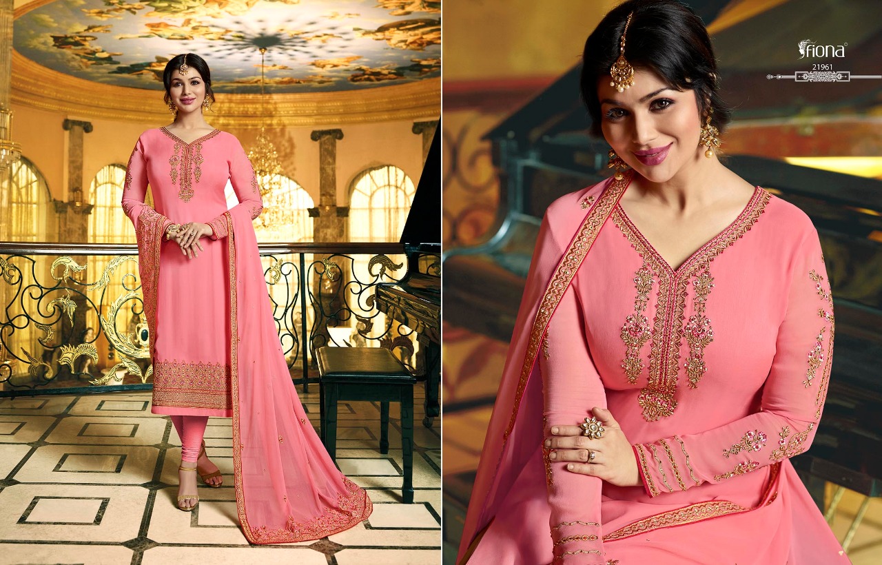 Orange-Pink Ombre Fiona Salwar Suit with Dupatta - Shafalie's Fashions
