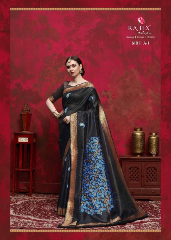 Rajtex Saree Kalika Silk 61011 A - Black Colors 