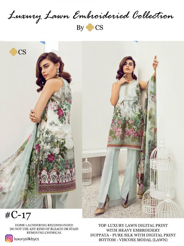 CS Luxury Lawn Embroidered Collection Vol5 C-17 To C-20