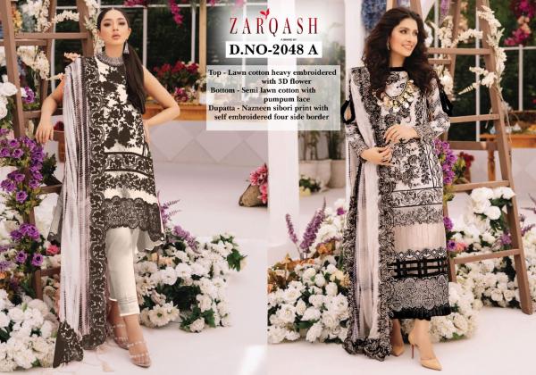 Khayyira Suits Zarqash Ariana Lawn 2048 Colors  