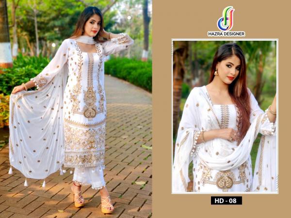 Hazra Designer HD-08 White Salwar Kameez  