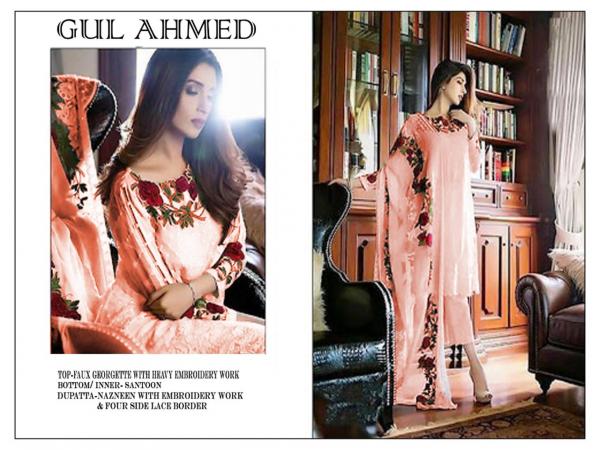 Gul Ahmad Passion Peach Salwar Suits 